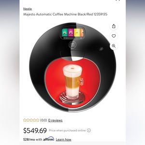 Nestle Majesto Commercial Single Cup Coffee Brewer $500 Retail!